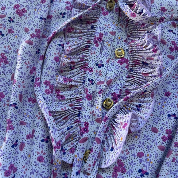 Vintage, floral, pleated, long sleeve dress, retro, feminine - Picture 3 of 9